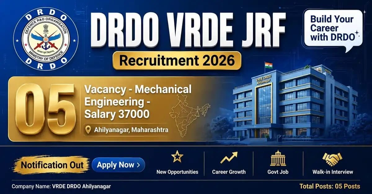 DRDO VRDE JRF Bharti 2026