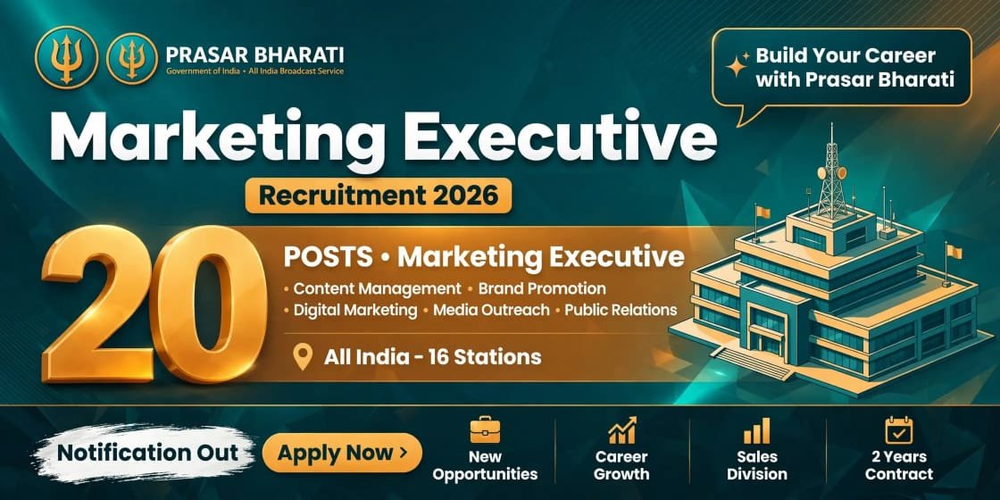 Prasar Bharati Marketing Executive Bharti 2026