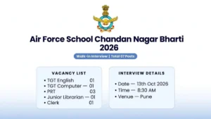 Air Force School Chandan Nagar Bharti 2026 | 7 जागा Walk-in 13/10/2026