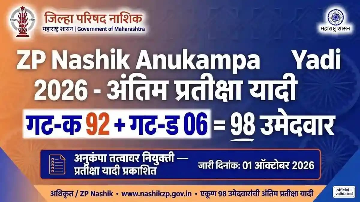 ZP Nashik Anukampa Antim Pratiksha Yadi 2026